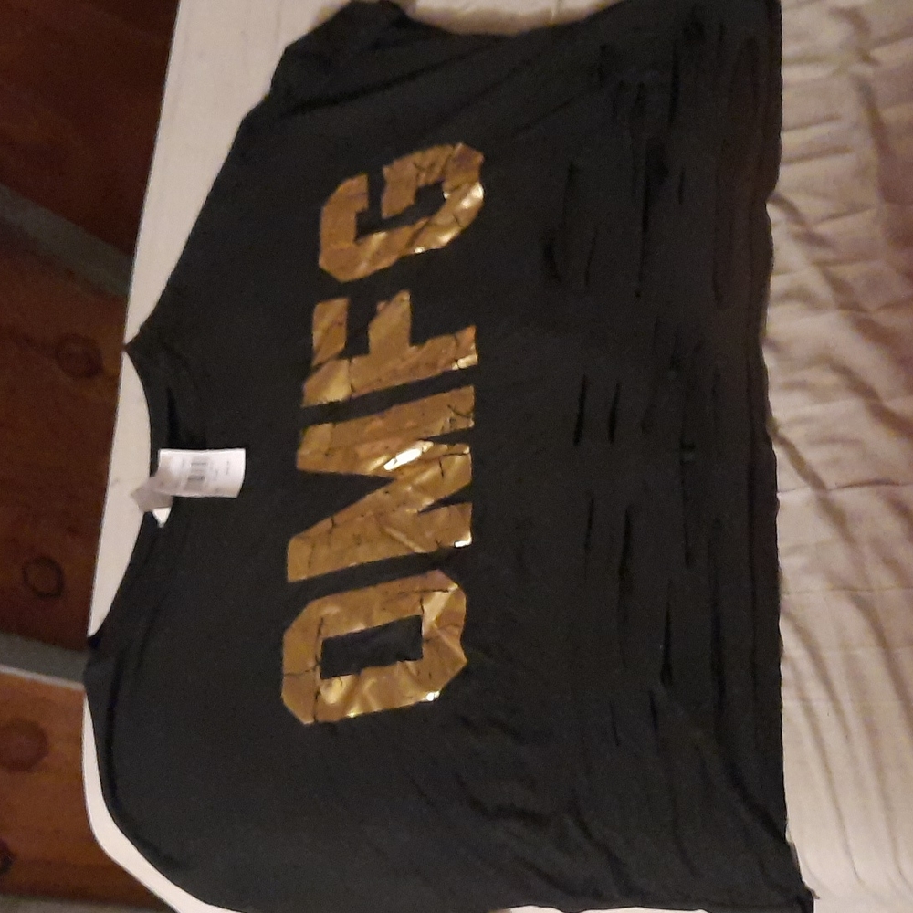 Crop Top OMFG Gold Lettered Plus Size 3XL